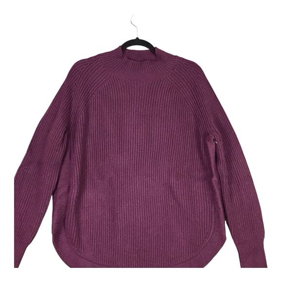 Treasure & Bond Women’s Large Purple Chunky Knit Mock Neck Sweater - Picture 8 of 14